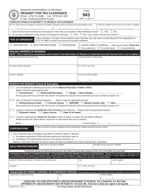 Missouri Tax Clearance Request Form