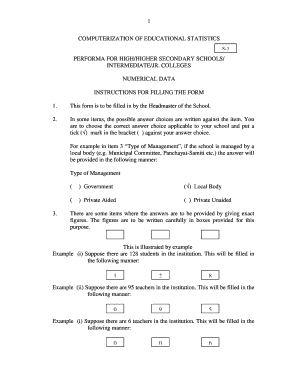 High School Educational Statistics Form
