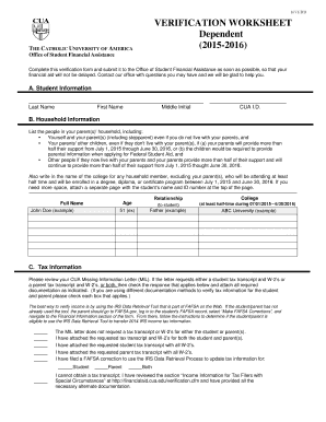 CUA Verification Worksheet