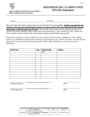 Household Size Clarification Form