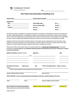 Non-Thesis Final Examination Scheduling Form