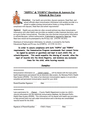 HIPAA and FERPA Immunization Consent Form