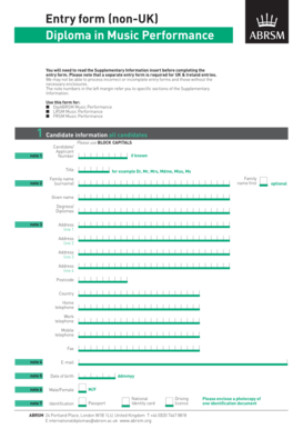 Diploma in Music Performance Entry Form - abrsm