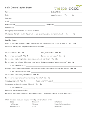 Skin Consultation Form