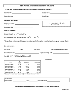 Rca mail format - Payroll Action Request Student - College of Arts amp Sciences - artsandsciences colorado