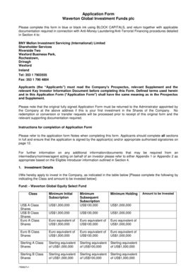 Waverton Global Investment Fund Application Form