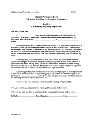 California Teaching Performance Assessment Permission Form