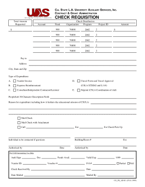 California State University Check Requisition Form