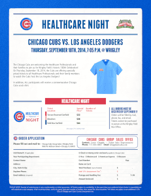 Chicago Cubs Healthcare Night Ticket Application