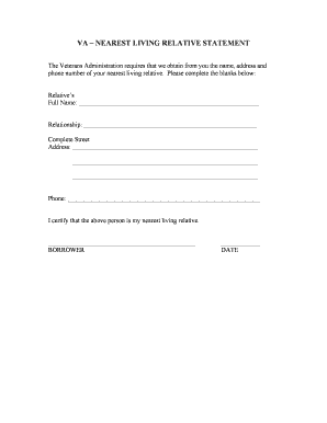 VA Nearest Living Relative Statement