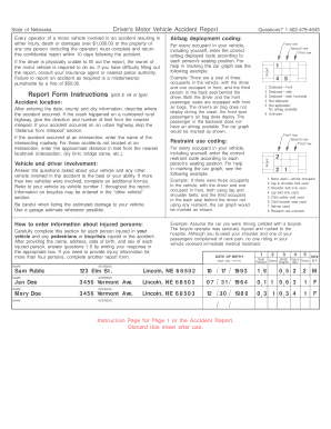 Nebraska Motor Vehicle Accident Report