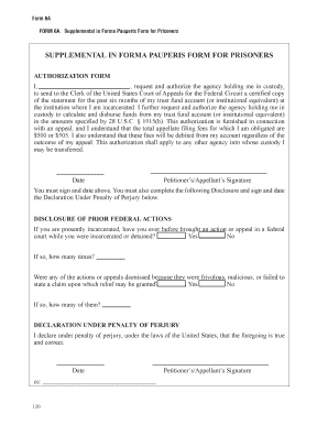 Form 6A Supplemental In Forma Pauperis Form for Prisoners