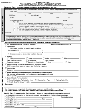 North Carolina Kindergarten Health Assessment Report