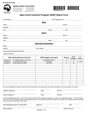 Open Event Incentive Program Report Form