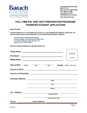 Transfer Student Application