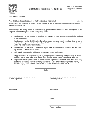 Best Buddies Participant Pledge Form