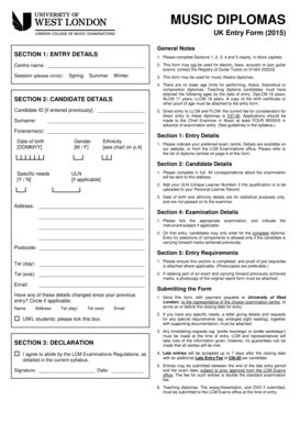 UK Music Diploma Entry Form
