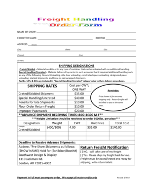 Exhibitor Shipping Form