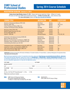 CUNY Spring 2014 Course Registration Form
