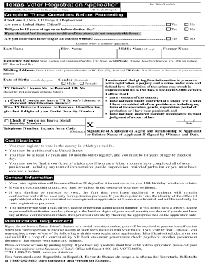 Texas Voter Registration Application