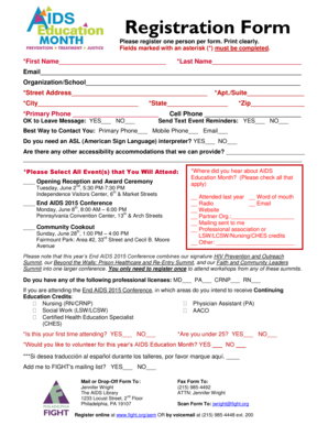 AIDS Education Month Registration Form