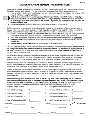 Diocesan Appeal Transmittal Report Form