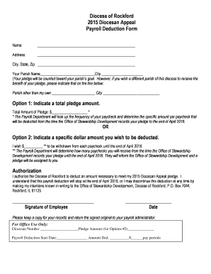 Diocese of Rockford Payroll Deduction Form