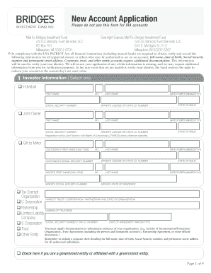 Bridges Investment Fund New Account Application