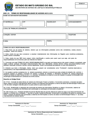 TERMO DE RESPONSABILIDADE DE ACESSO AO S.I.G.O.