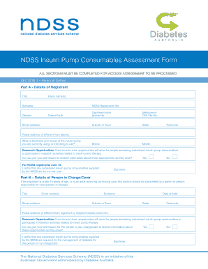 NDSS Insulin Pump Consumables Assessment Form