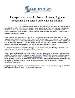 Encuesta sobre la experiencia de cuidados en el hogar