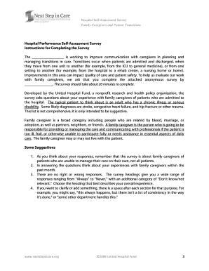 Hospital Self-Assessment Survey on Patient Transitions and Family Caregivers