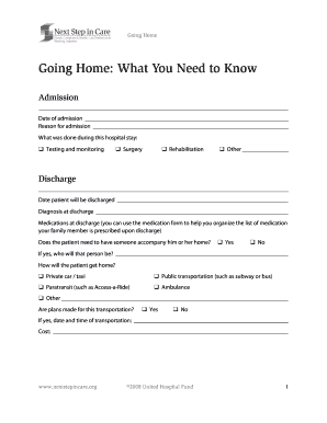 Patient Discharge Plan Form