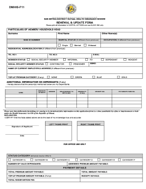 Ghana Sub-Metro District Mutual Health Insurance Renewal Form