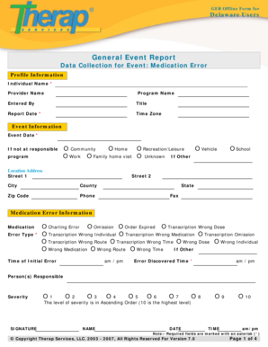 Fillable Online Medication Error for Delaware Users - Therap Fax Email ...