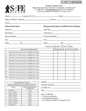 Product Order Form