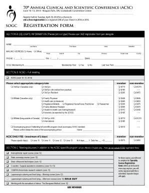 SOGC 70th Annual Clinical and Scientific Conference Registration Form