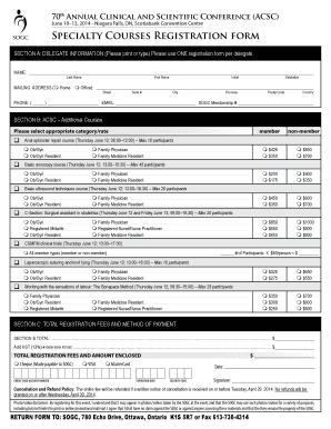 SOGC Specialty Courses Registration Form