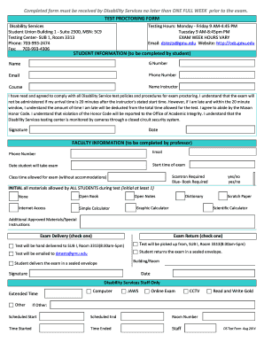 Disability Services Test Proctoring Form