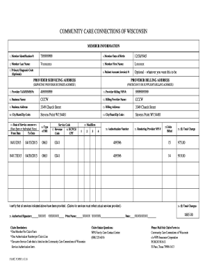 Community Care Connections of Wisconsin Member Information Form