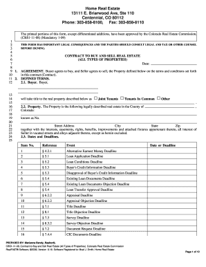 Colorado Contract to Buy and Sell Real Estate
