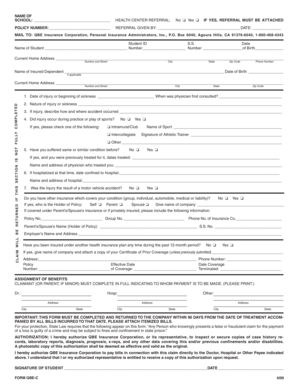 QBE Student Health Insurance Claim Form