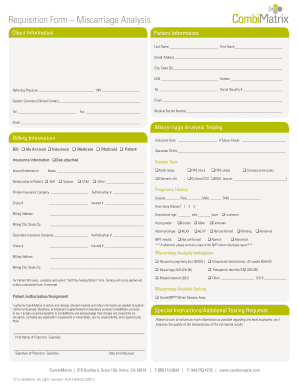 Miscarriage Analysis Requisition Form