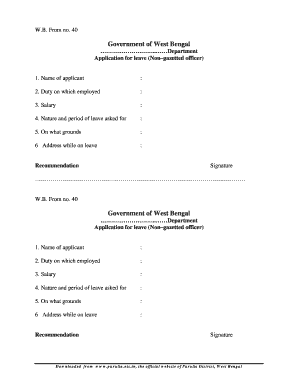 Post leave application for school - west bengal form no 40