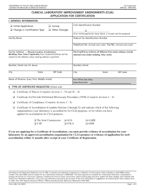 CLIA Application for Certification