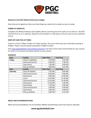 PGC Medical Release and Liability Waiver