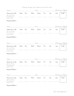 Volunteer or Paid Work Hours Tracking Form