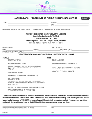 Medical record release form pdf - Medical Records Release - The New Hope Center for Reproductive ...