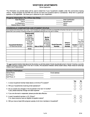 Westview Apartments Rental Application