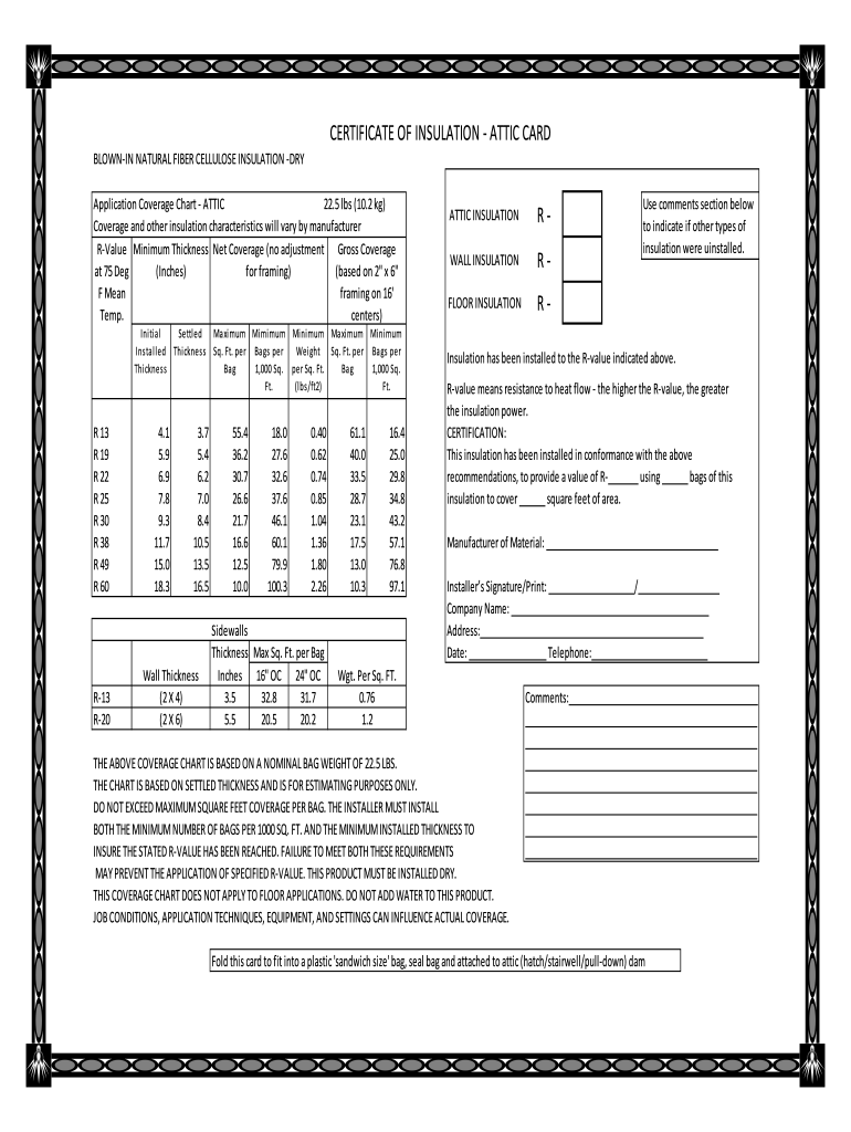 Insulation Card Fill Online Printable Fillable Blank PdfFiller